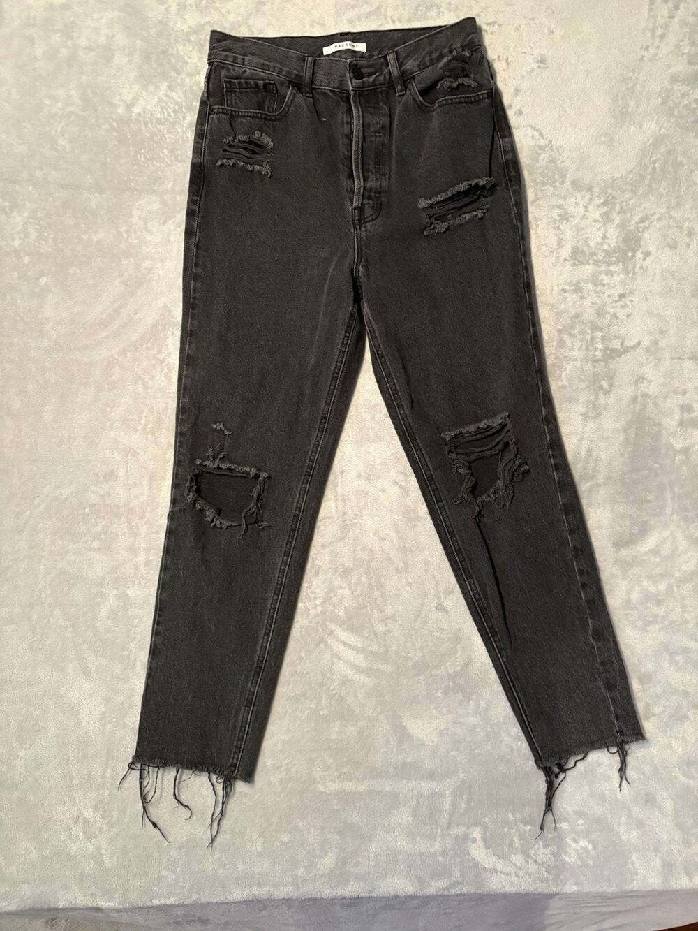 Pacsun Jeans Womens 27 Super High Rise Jegging Faded Black Basic Raw Hems Casual